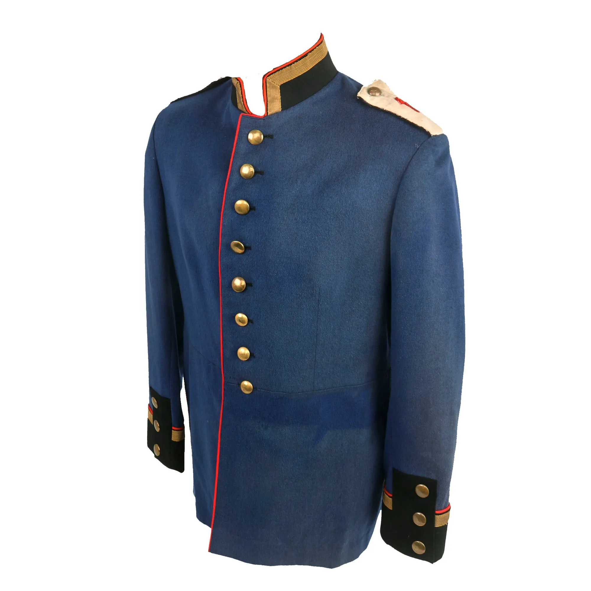 Original German Pre-WWI Imperial German Prussian Army Artillery Regiment M1895 Dunkelblau Waffenrock Tunic With  Unit Corresponding Shoulder Straps