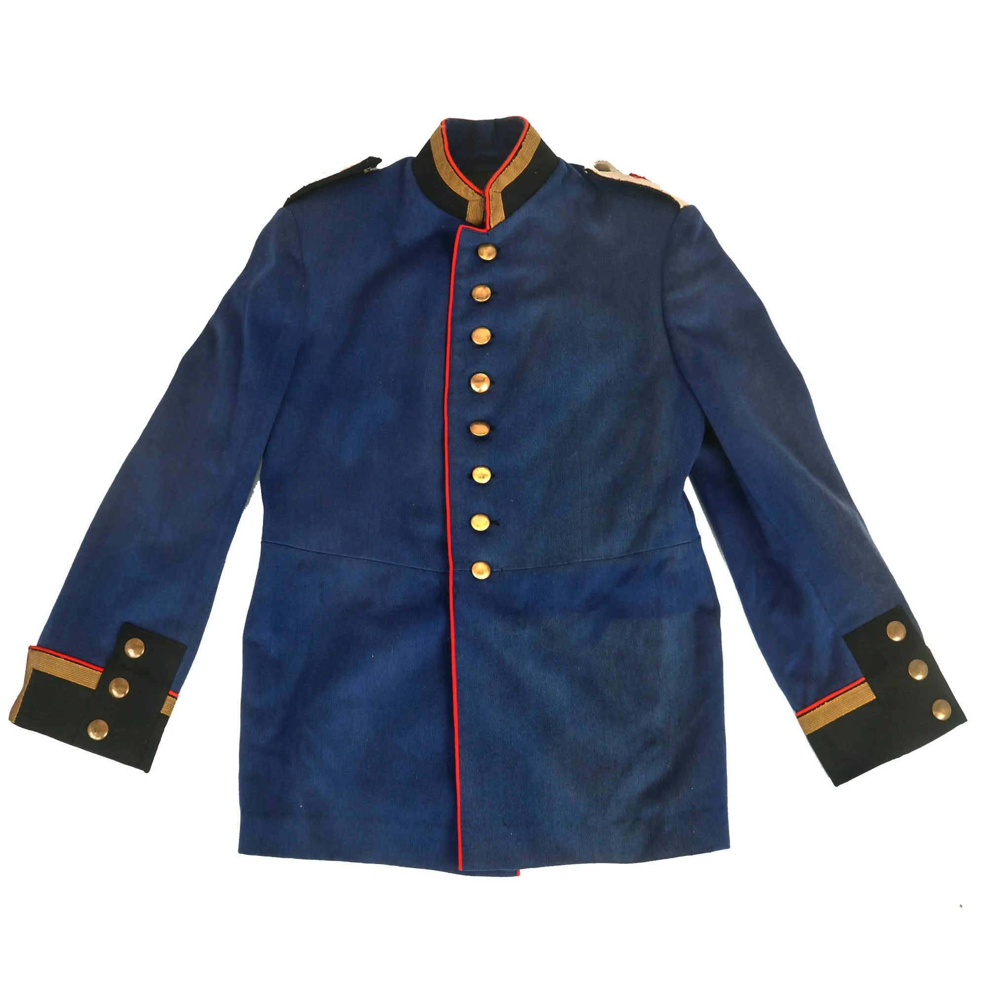 Original German Pre-WWI Imperial German Prussian Army Artillery Regiment M1895 Dunkelblau Waffenrock Tunic With  Unit Corresponding Shoulder Straps