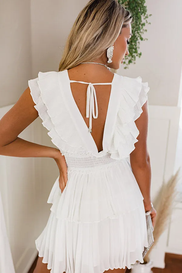 Pastries In Paris Pleated Dress In White