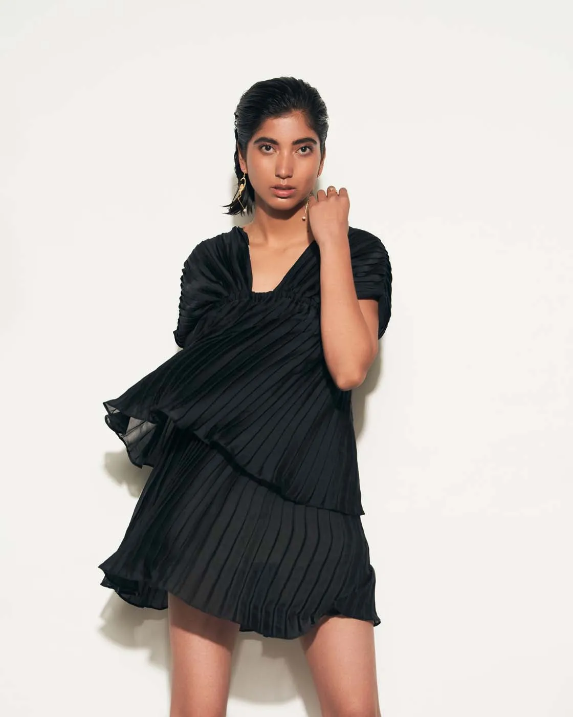 Pleated Mini Dress