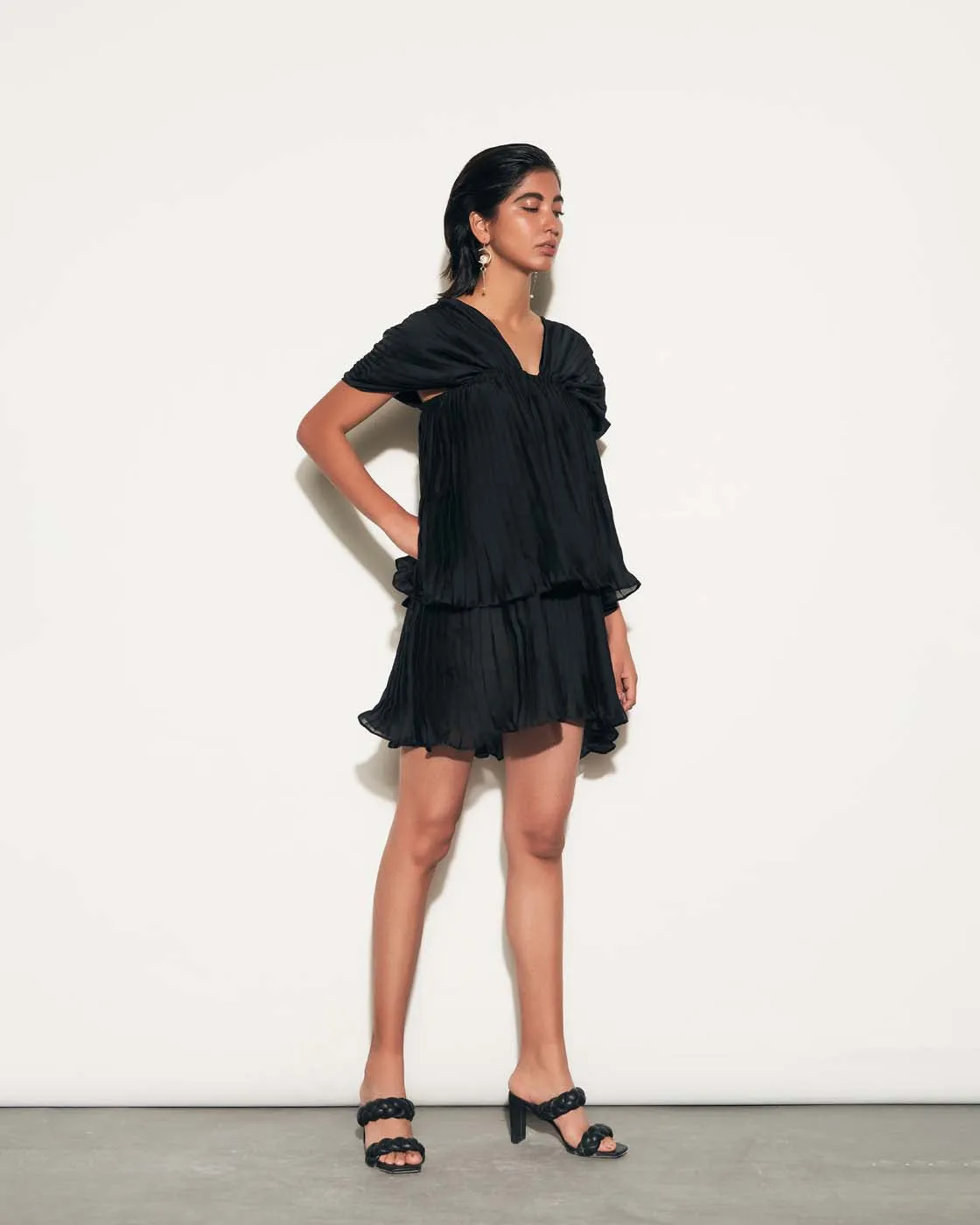 Pleated Mini Dress