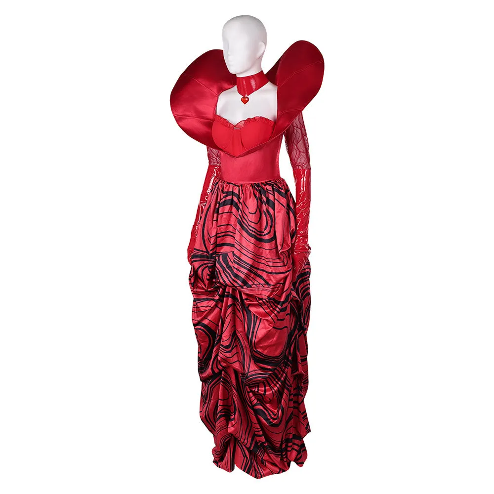 Queen Of Hearts Women Red Dress Carnival Halloween Cosplay Costume