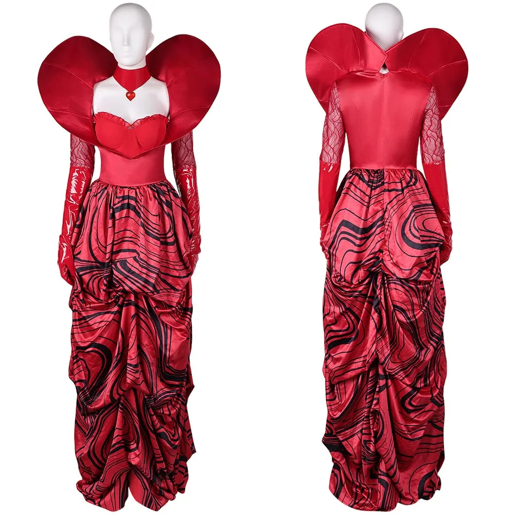 Queen Of Hearts Women Red Dress Carnival Halloween Cosplay Costume