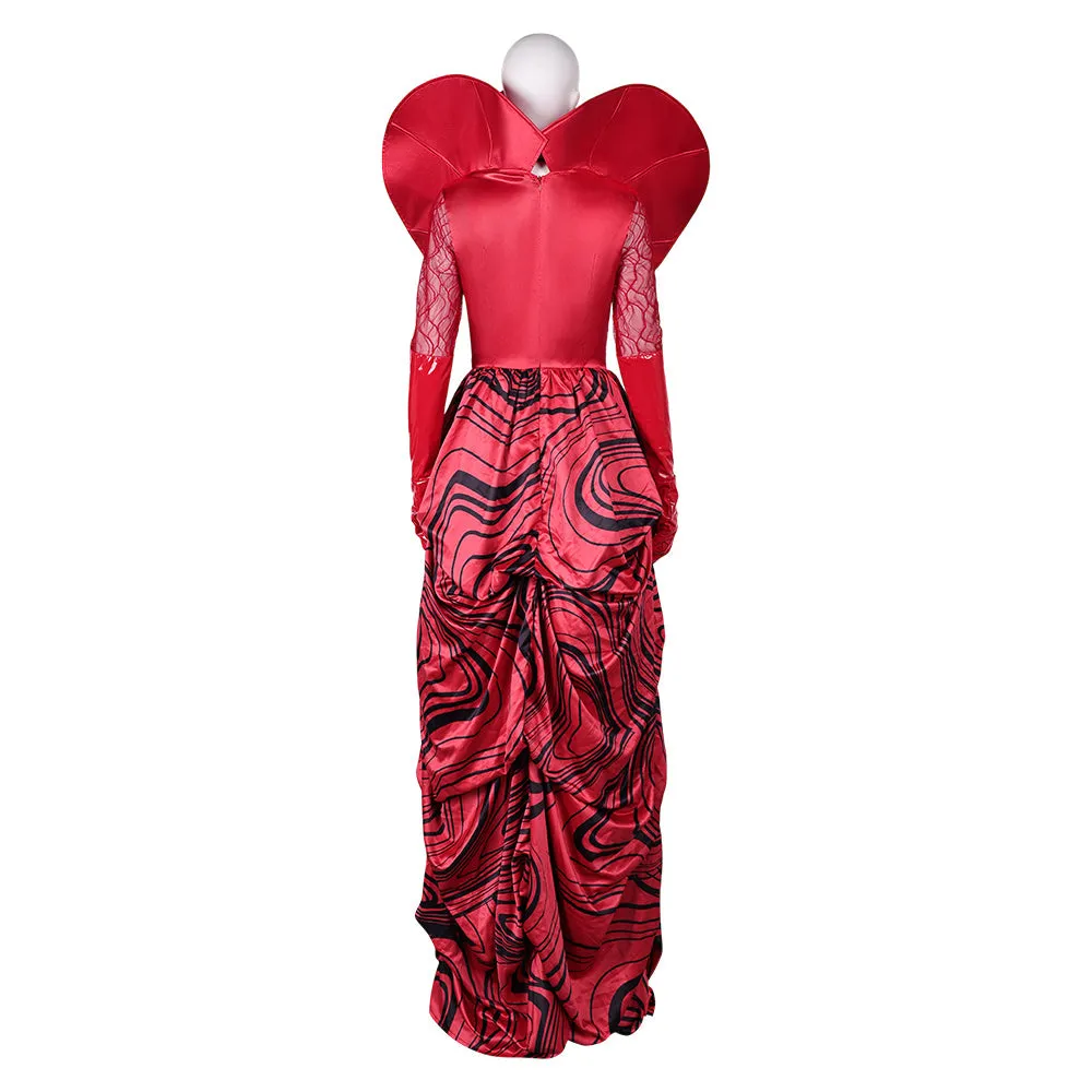 Queen Of Hearts Women Red Dress Carnival Halloween Cosplay Costume