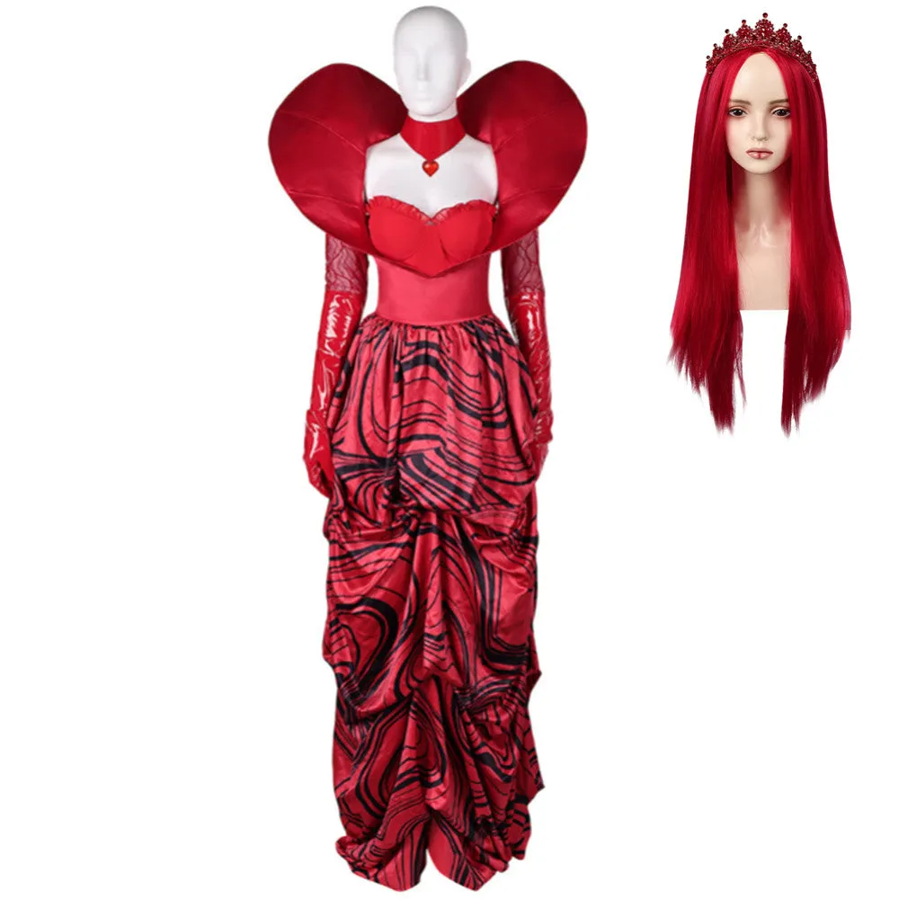 Queen Of Hearts Women Red Dress Carnival Halloween Cosplay Costume