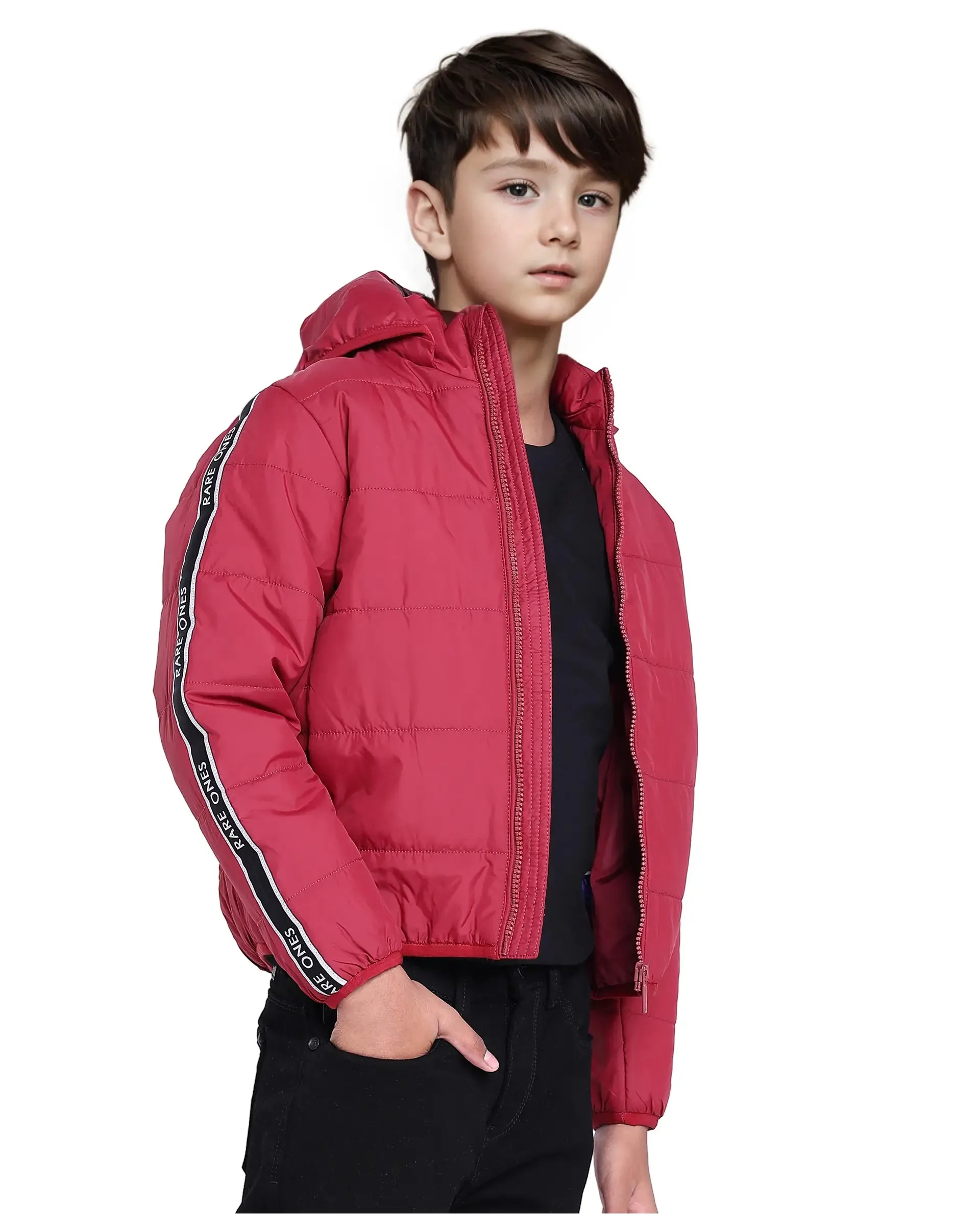 Rare Ones Kids Bolin Red Polyester Full Sleeve Solid Jacket