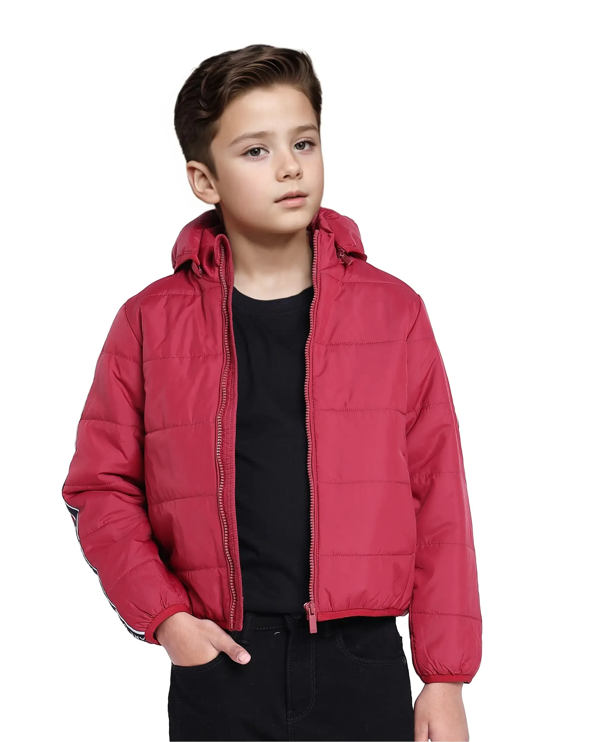 Rare Ones Kids Bolin Red Polyester Full Sleeve Solid Jacket