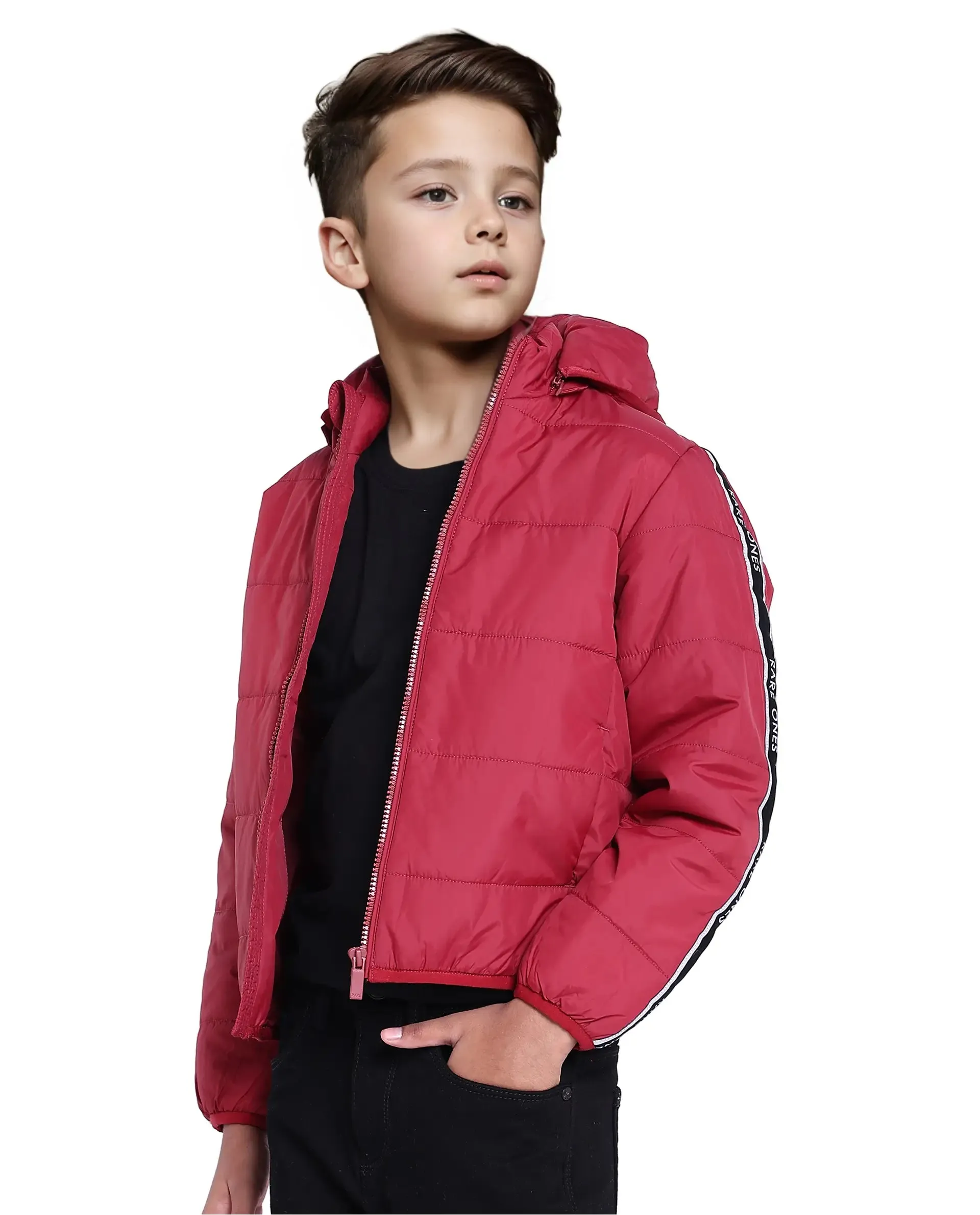 Rare Ones Kids Bolin Red Polyester Full Sleeve Solid Jacket