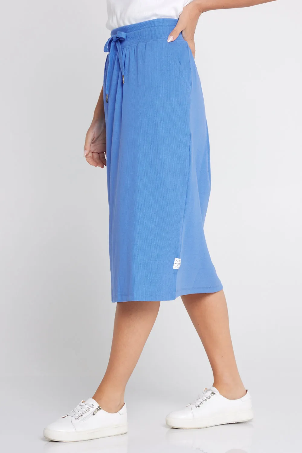 Rib Midi Skirt - Cerulean Blue