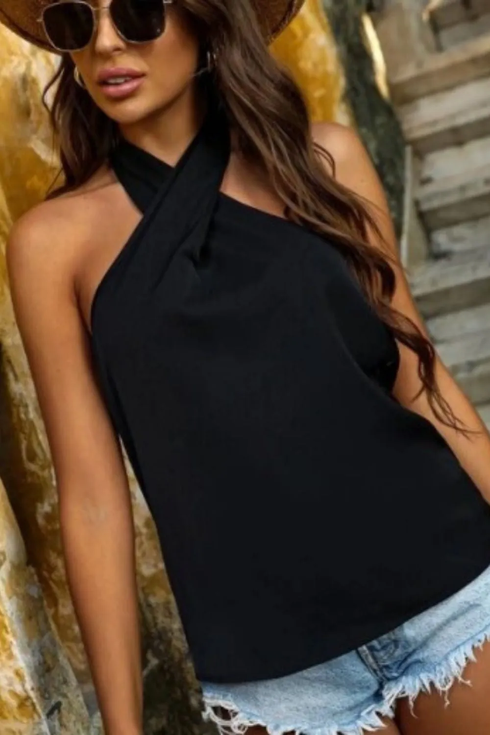 Ride It Black Halter Neck Top