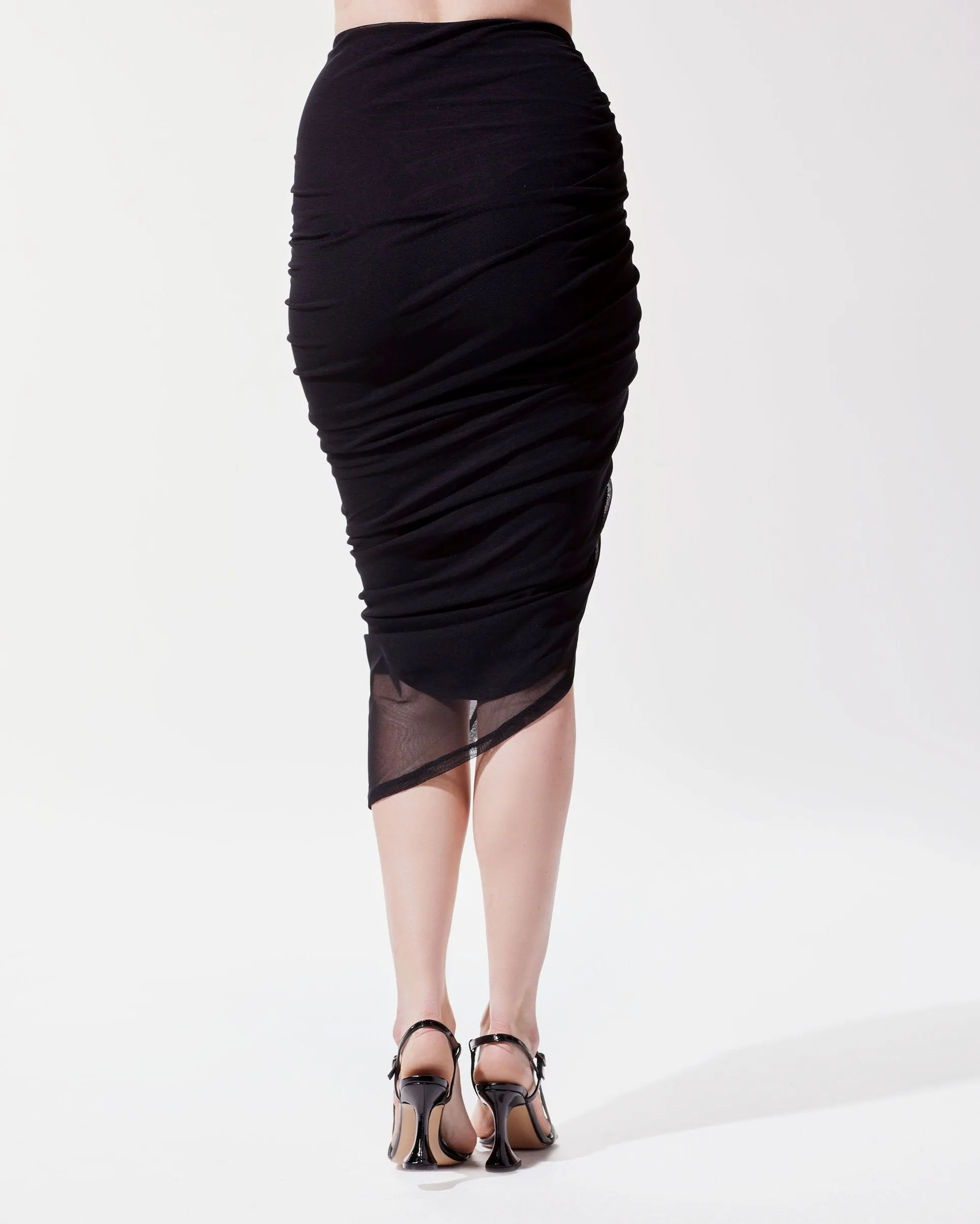 Ruched Mesh Skirt - Shade in Black