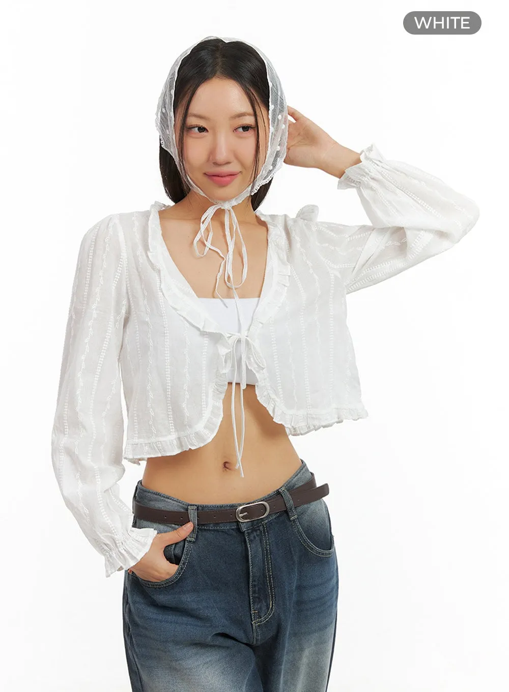 Ruffle Frill Crop Cardigan IS402