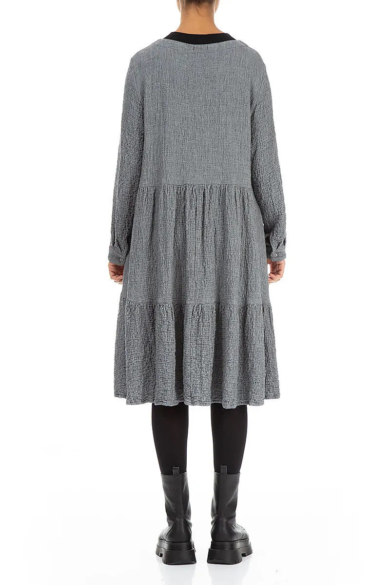 Ruffle Hem Grey Wool Bomber Dress