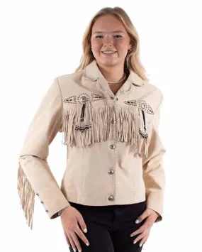 Scully Women's Stone Leather Fringe Jacket L152 191