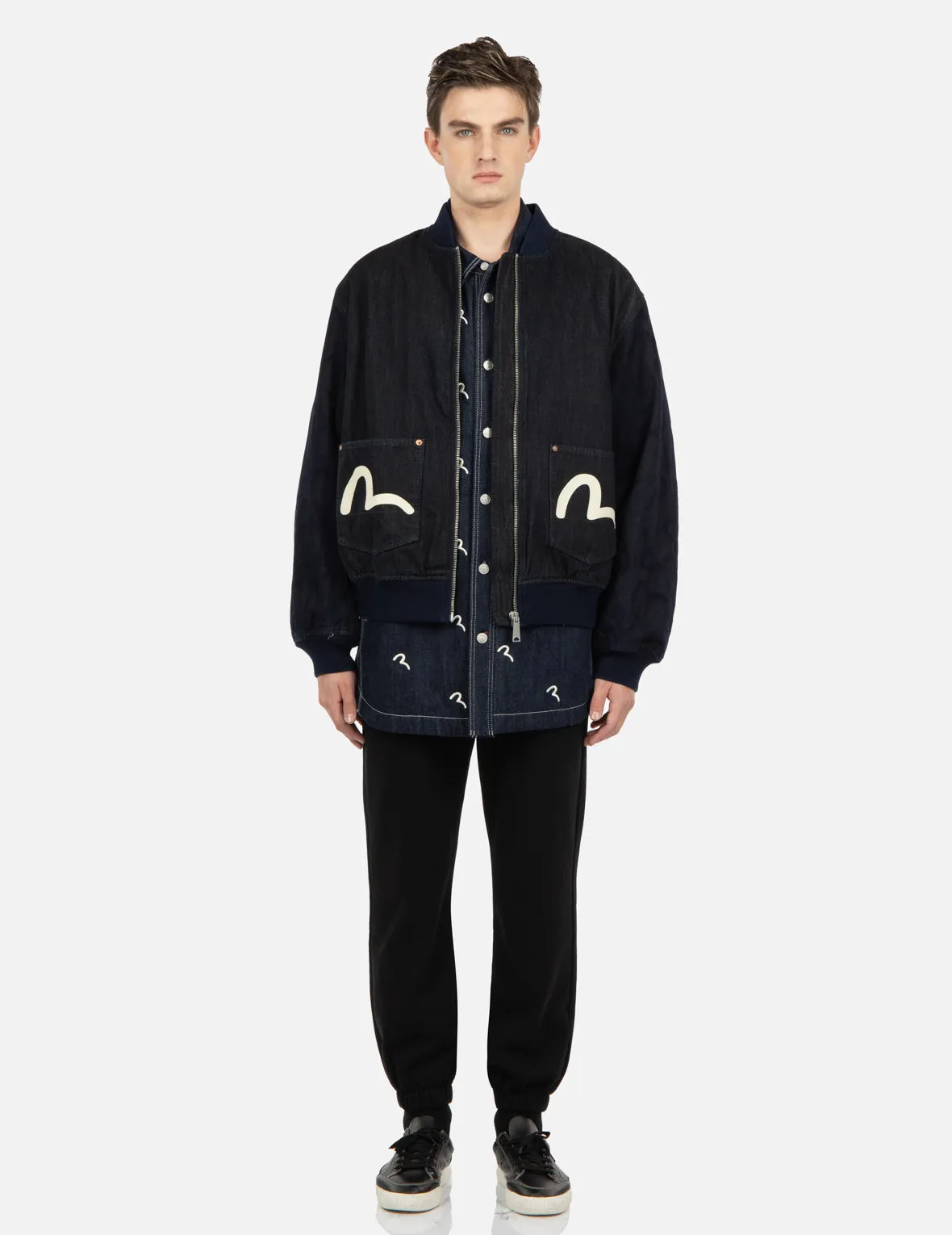 Seagull Jacquard Panelled Bomber Jacket