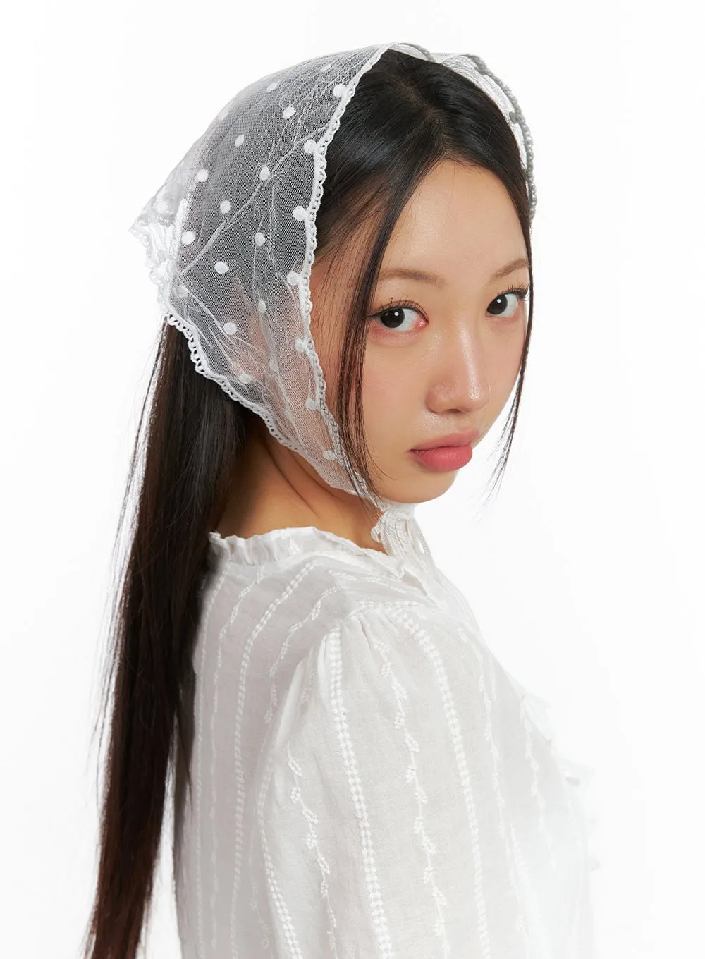 See-Through Polka Dot Head Scarf IS402