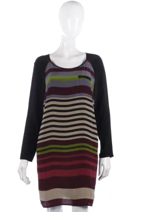 Set black striped silk dress size S/M