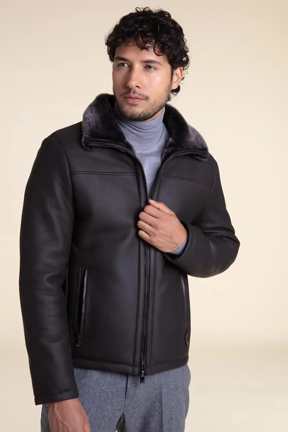 Shearling aviator jacket mens