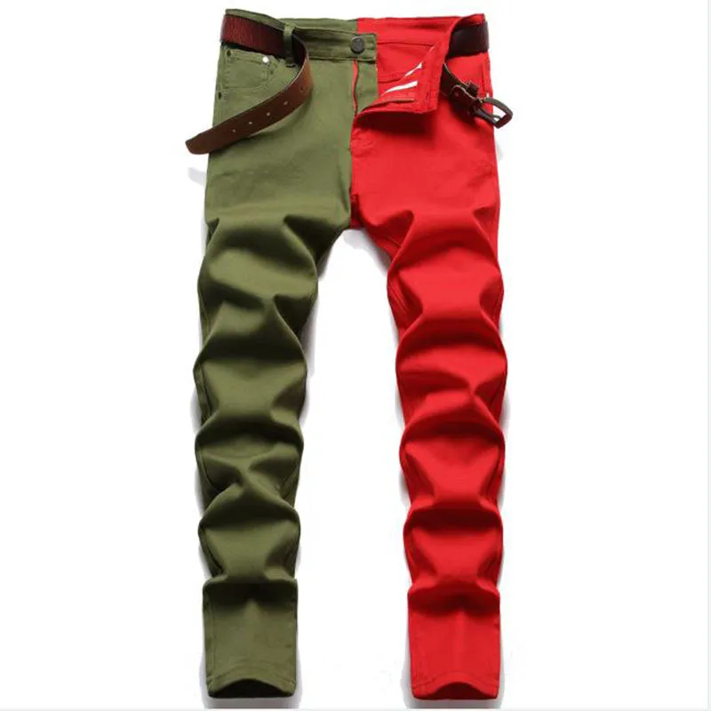 Side to Side Contrast Patchwork Slim Fit Pants