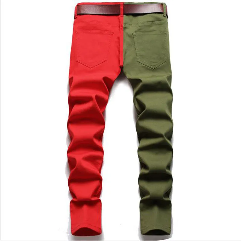 Side to Side Contrast Patchwork Slim Fit Pants