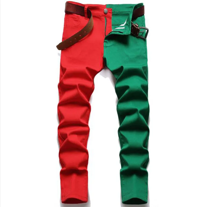 Side to Side Contrast Patchwork Slim Fit Pants