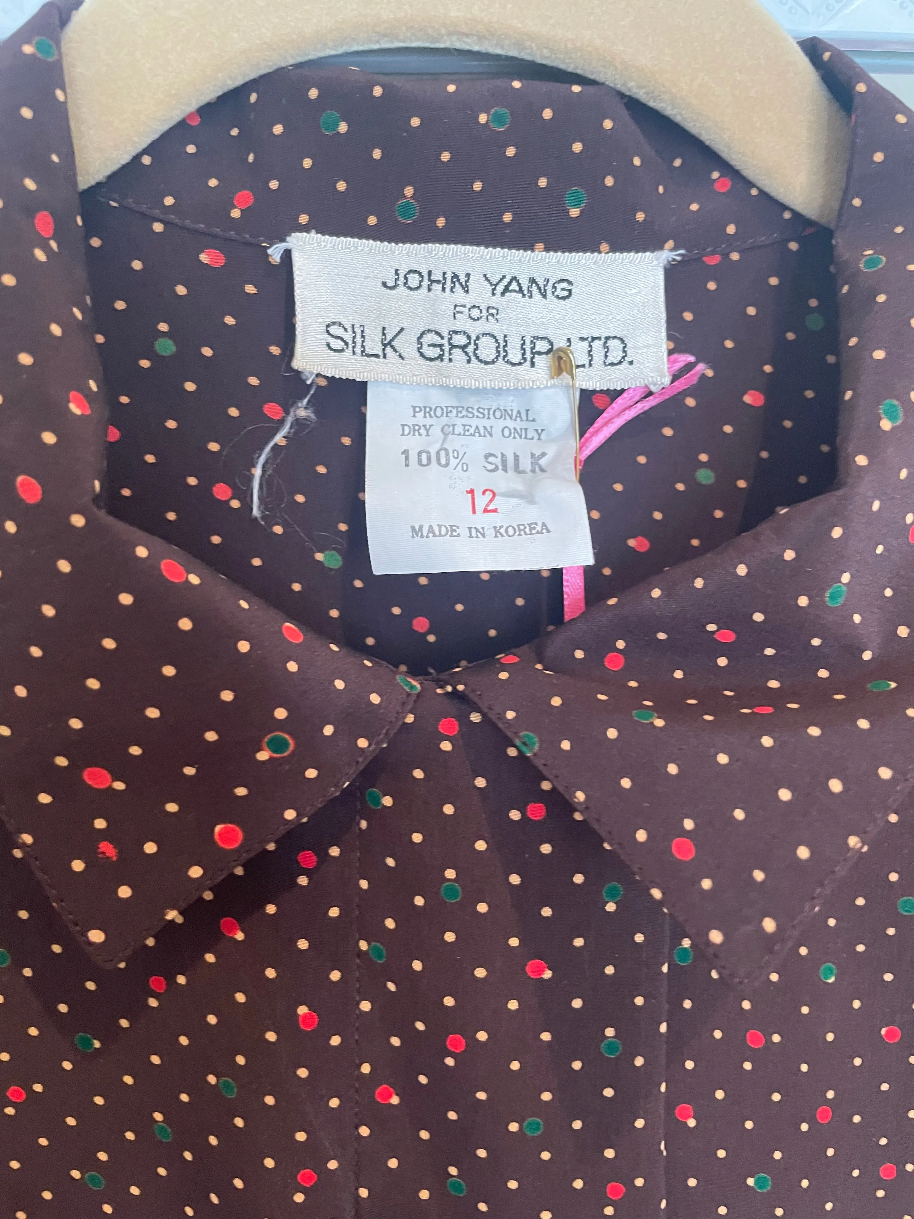 Silk Polka Dot Dress by John Yang (Size 6)