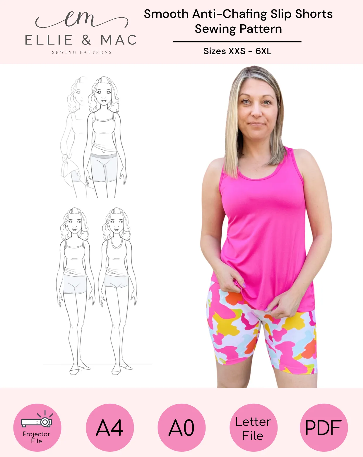 Smooth Anti-Chafing Slip Shorts Pattern