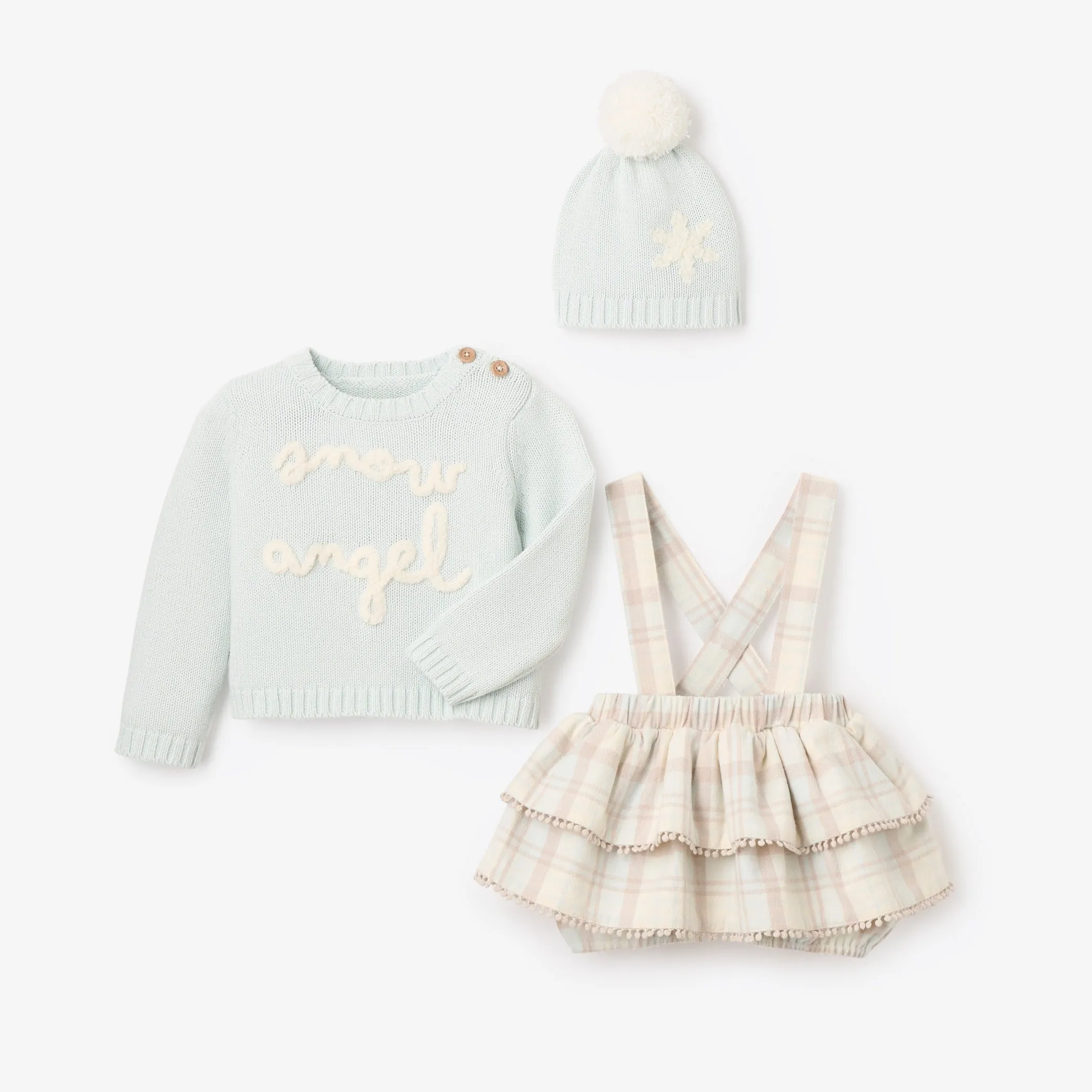 Snow Angel Sweater Skirt Set & Pom Hat