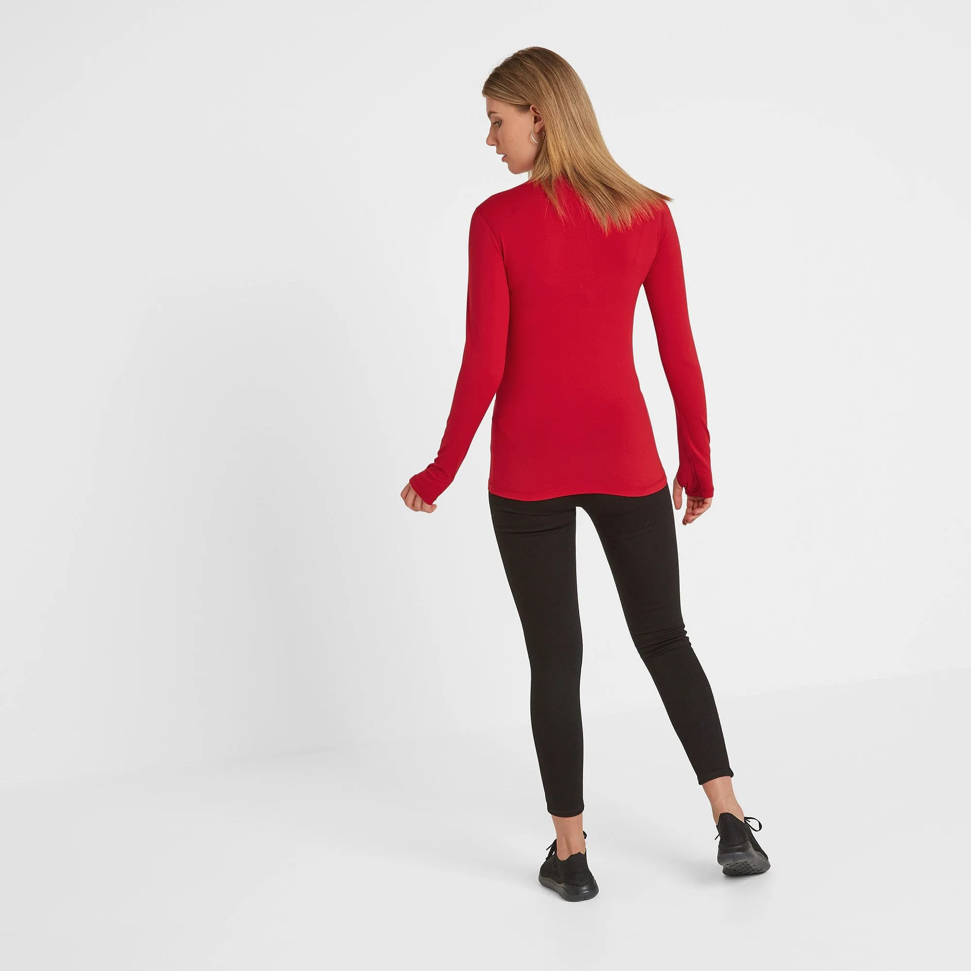 Snowdon Womens Thermal Base Layer Quarter Zip - Rouge Red