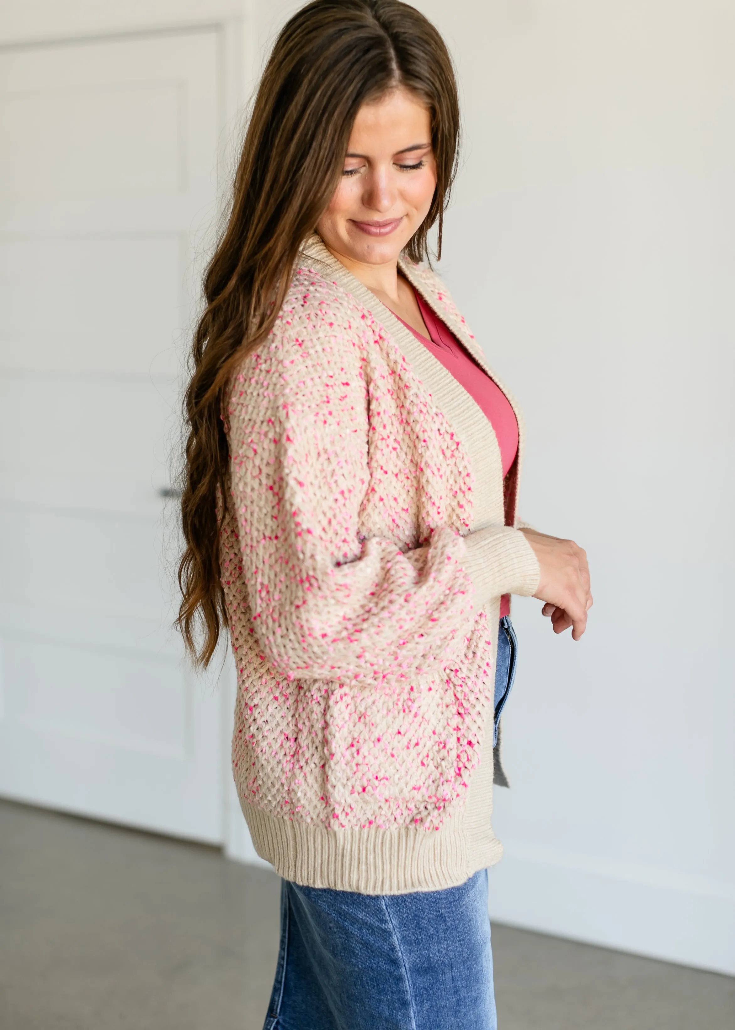 Speckled Ribbed Front Cardigan - FINAL SALE