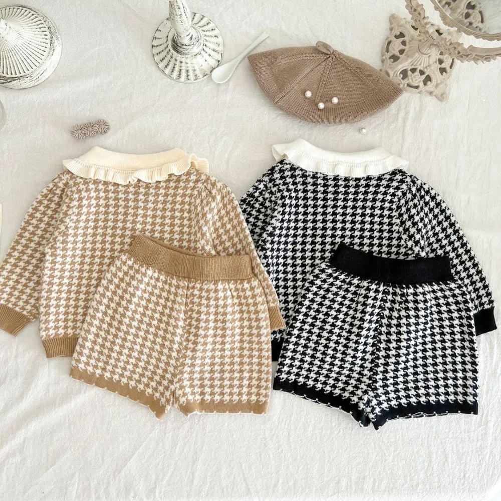 Spring and Autumn Western-style Girls Sweater Set Cardigan Top   Knitted Shorts Wholesale Girls Clothes