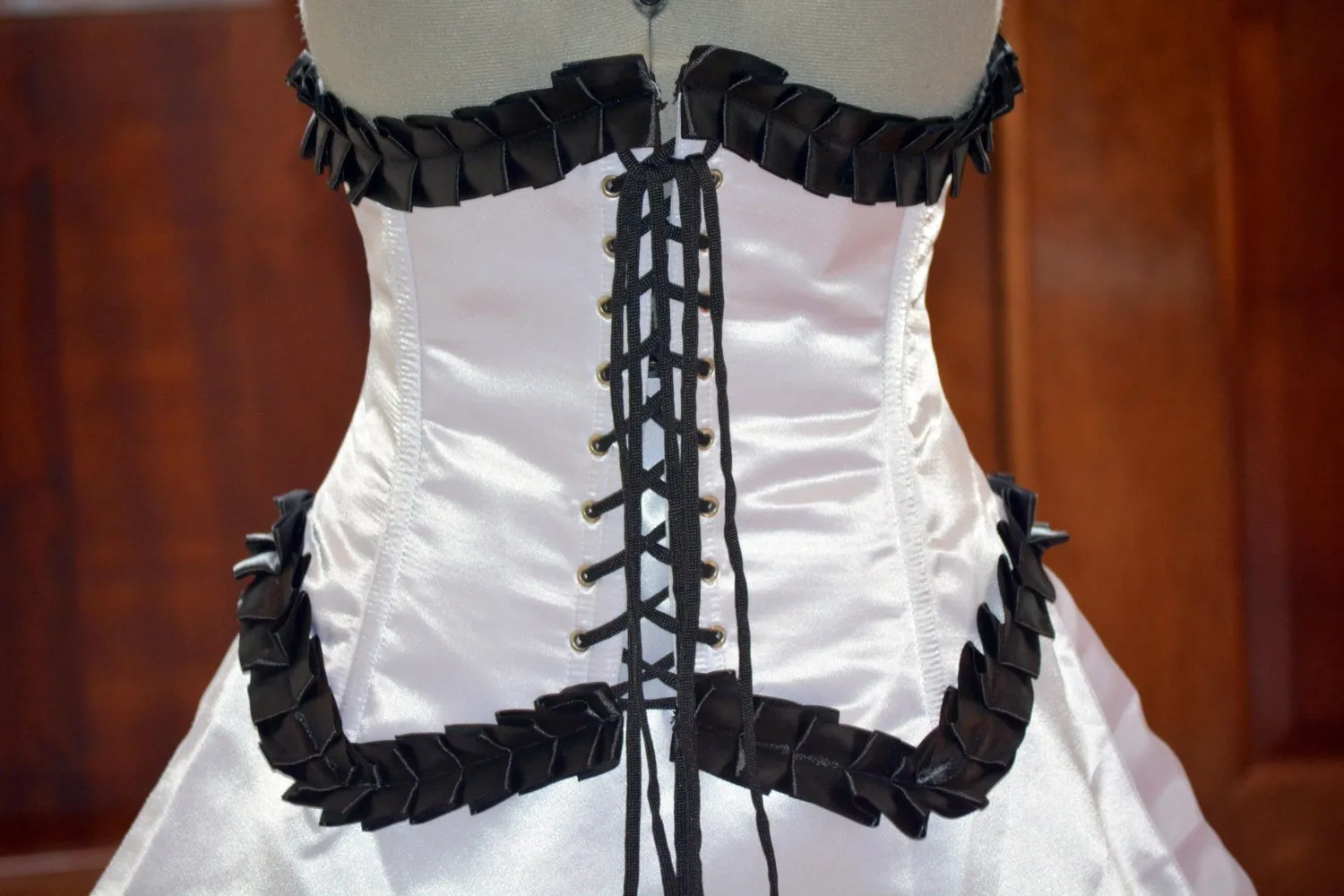 Steel boned underbust corset and skirt maid Kakouen Myousai cosplay Masaki. Waist training corset, maid costume, authentic corset