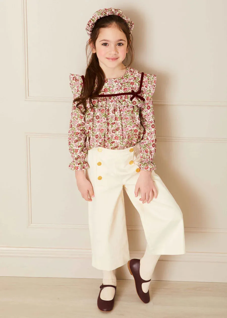 The Beige Wide Leg Trouser and Daphne Floral Blouse Girl Look