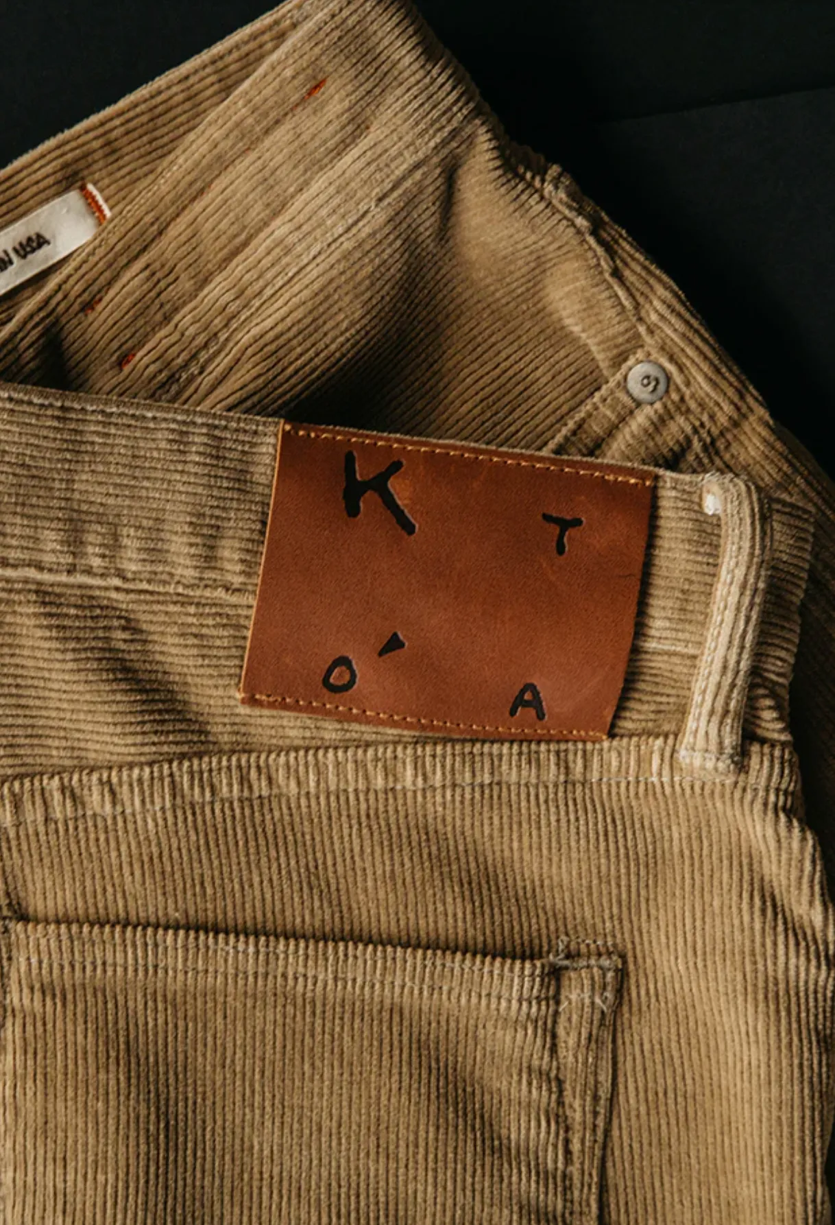 The "Pen" Slim Khaki Stretch Pinwale Cord Pant by Hiroshi Kato