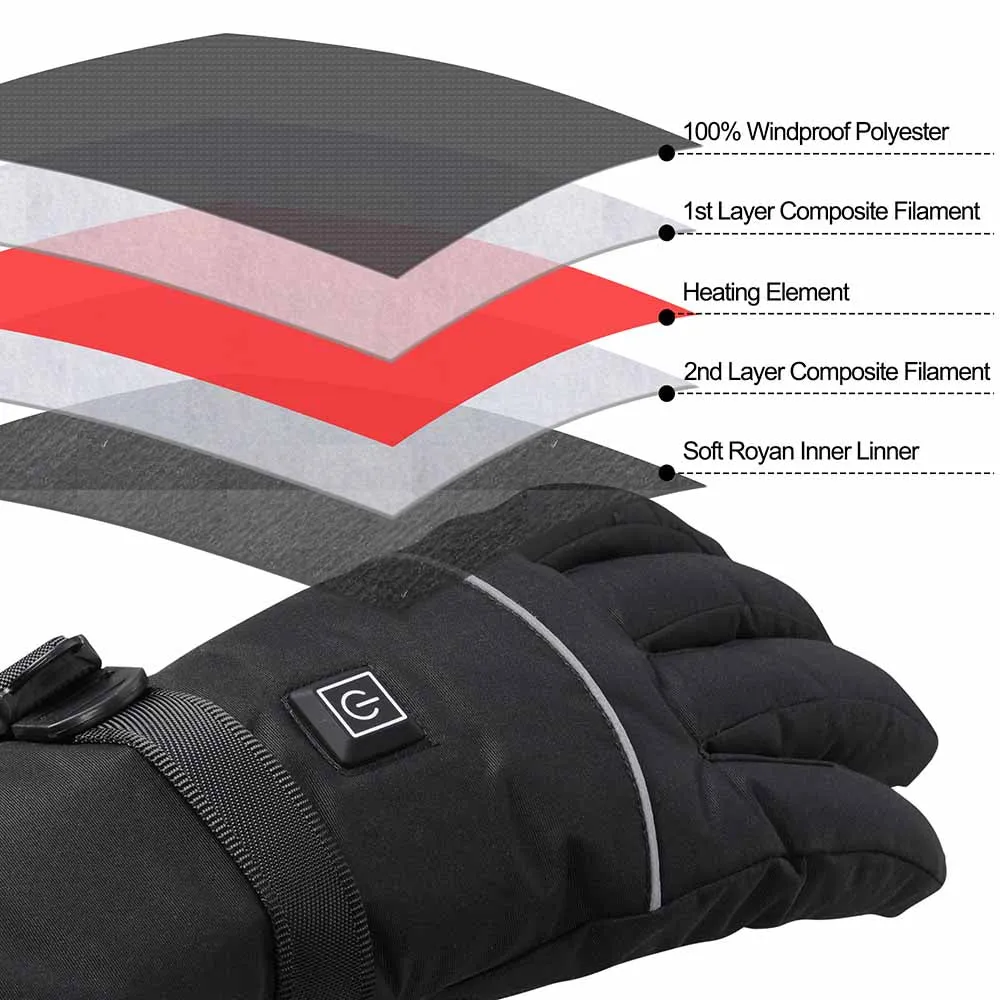 TheLAShop Battery Heated Gloves Touchscreen 3 Heat Setting