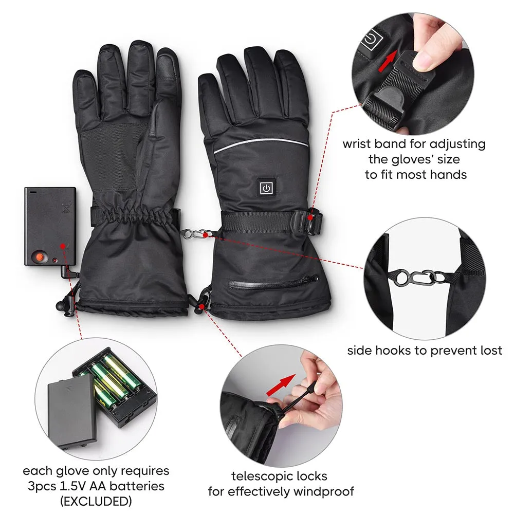 TheLAShop Battery Heated Gloves Touchscreen 3 Heat Setting