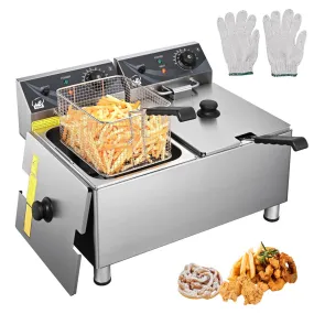 TheLAShop Deep Fryer Commercial 220V Dual Basket 6.4Gal Oil 7200W