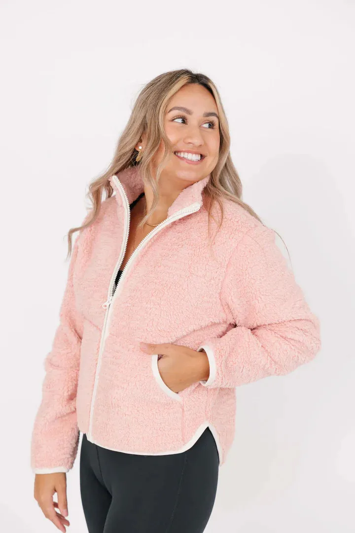 Toasty Teddy Zip Up in Rosé Pink - VARIOUS SIZES