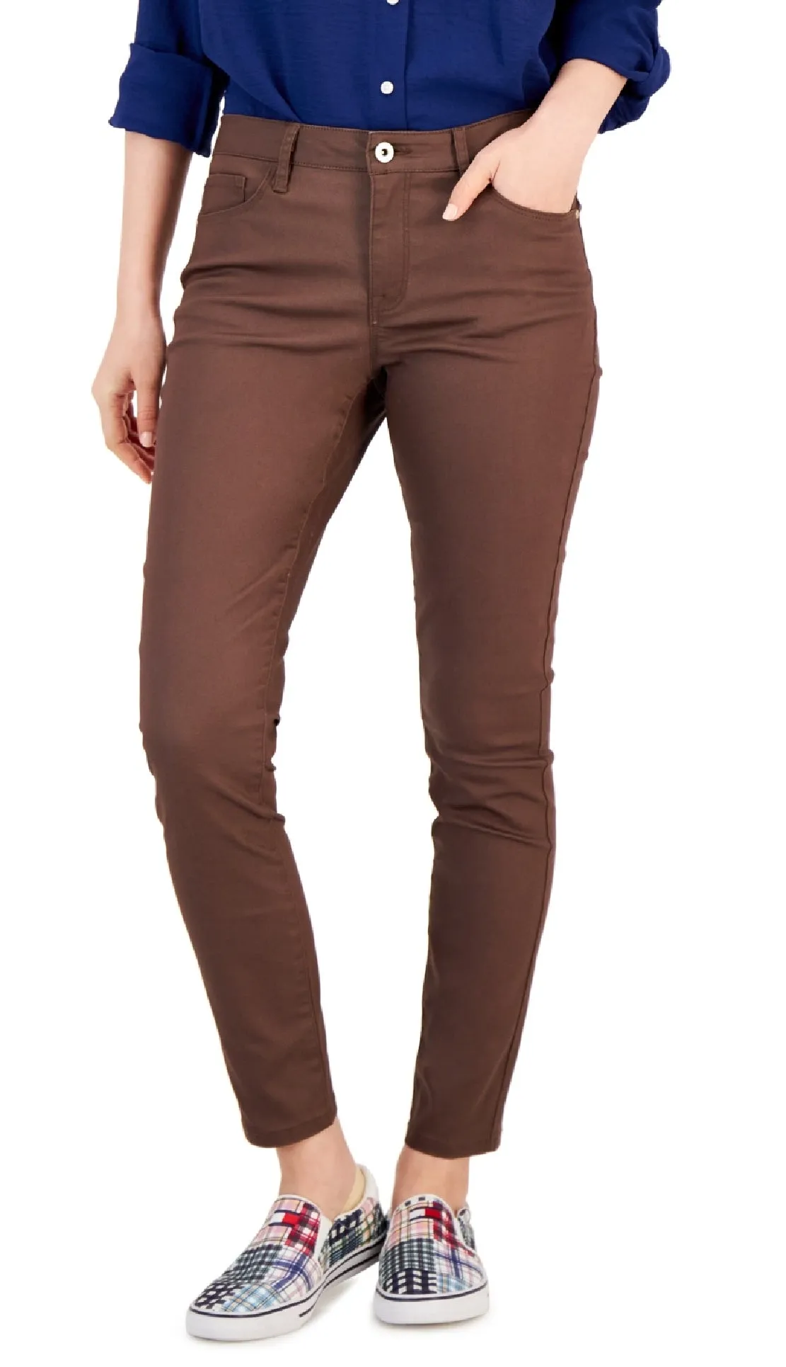 Tommy Hilfiger Women's Coated Skinny Ankle Jeans Brown