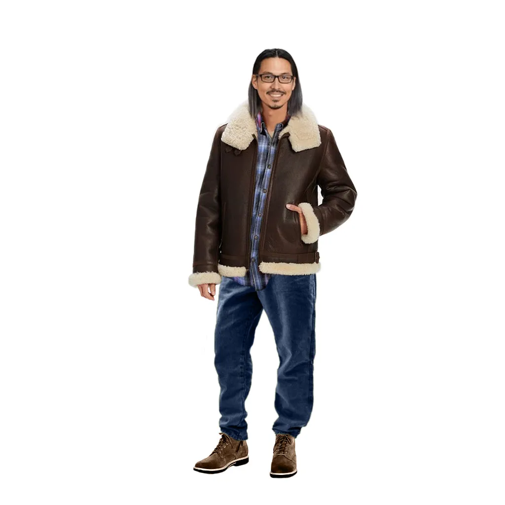 UGG Auden Shearling Aviator Chestnut Jacket - Men's