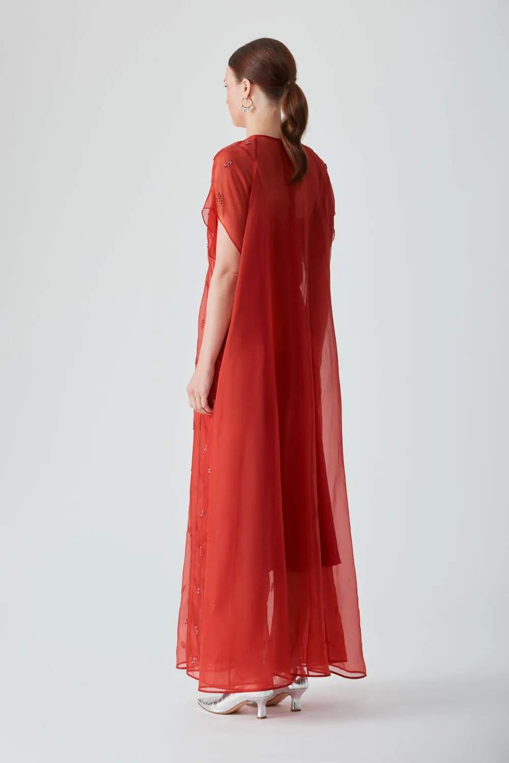 UMA EMBELLISHED MAXI DRESS - RED CHILLI