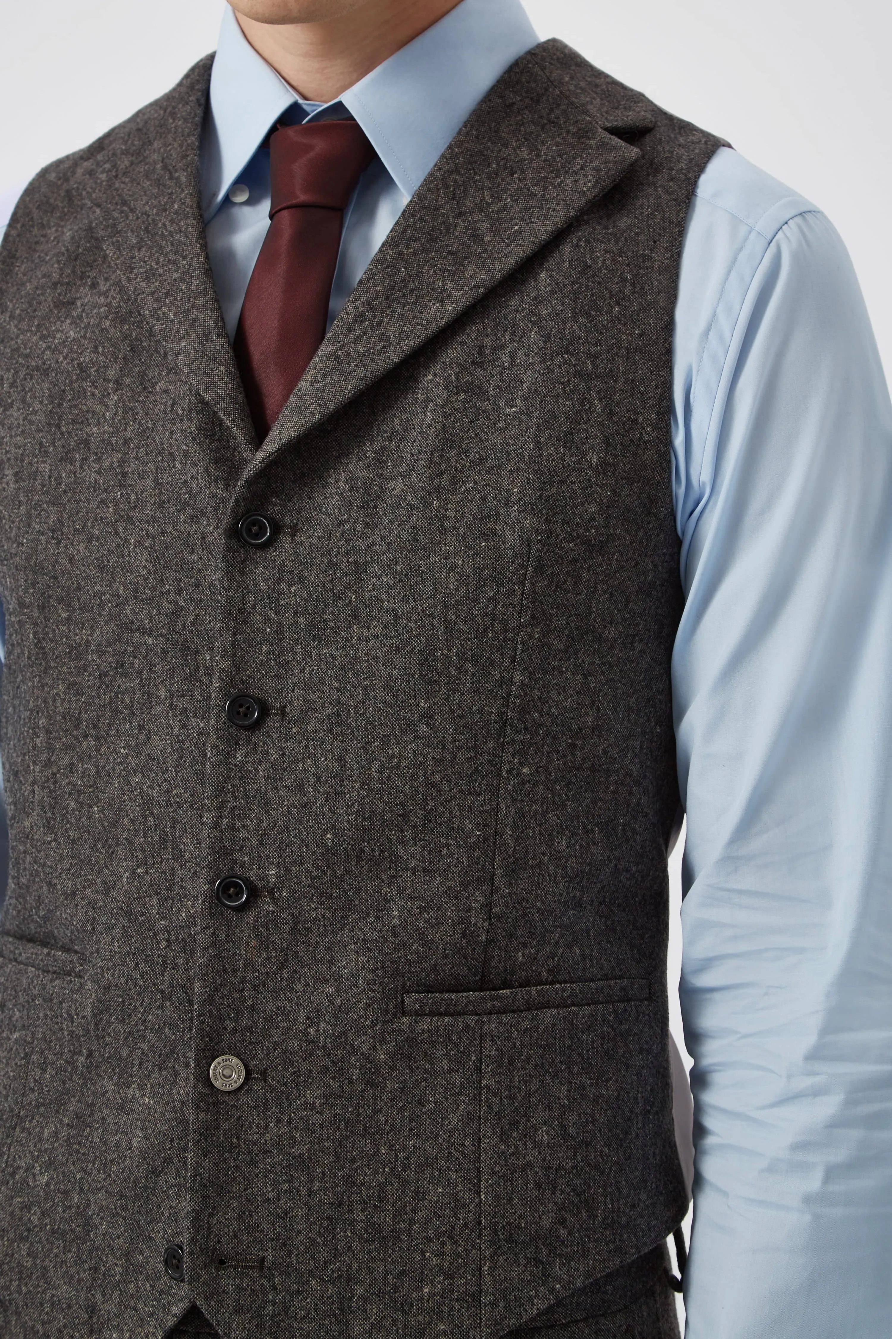 Uptown Slim Fit Brown Wool Waistcoat - ARCHIVE