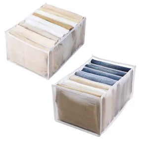 US 2 Pack Wardrobe Clothes Organizer Storage Box Jeans T-Shirt Mesh Separation