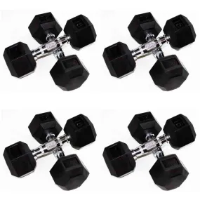 USA 35 lb to 50 lb Hex Rubber 4-Pair Dumbbell Set