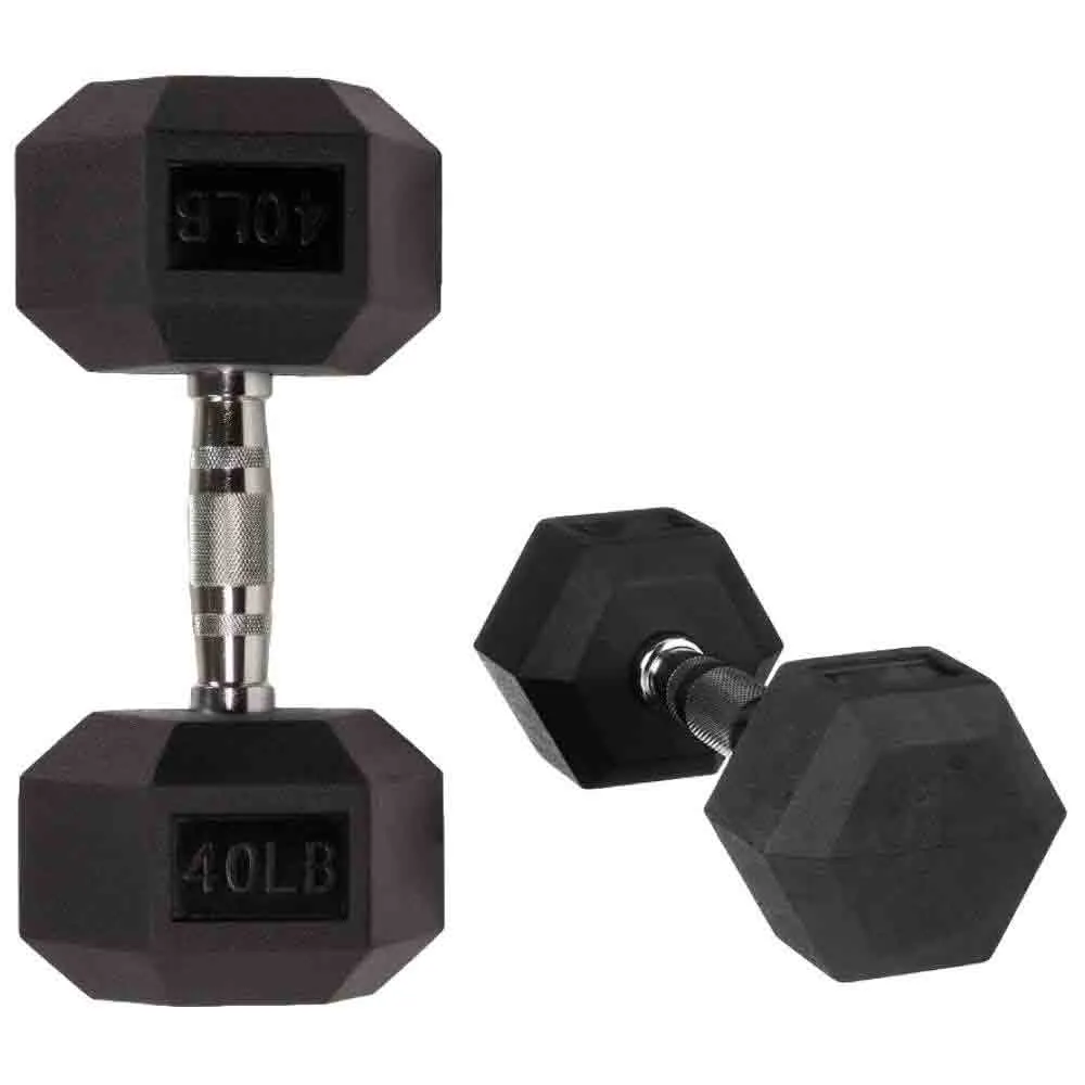 USA 5 lb to 75 lb Hex Rubber Dumbbells Set (No Rack)