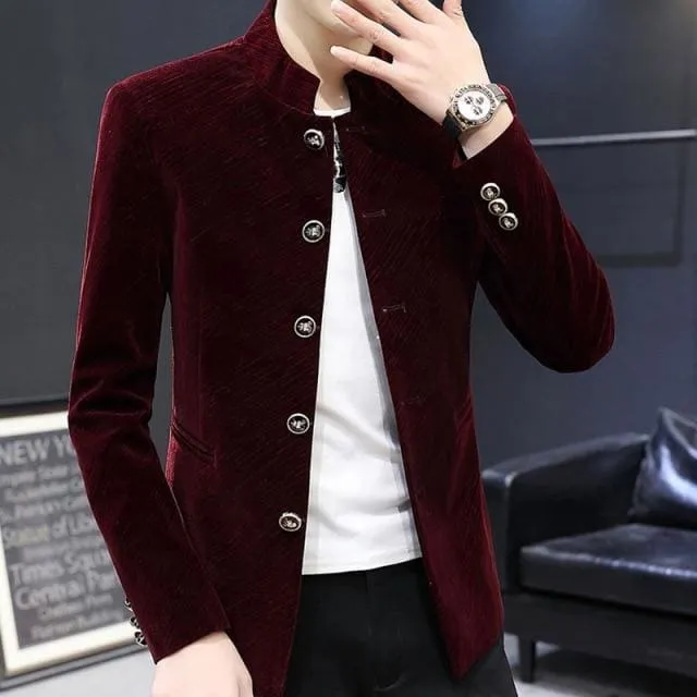 Velvet Tunic Men Casual Blazer