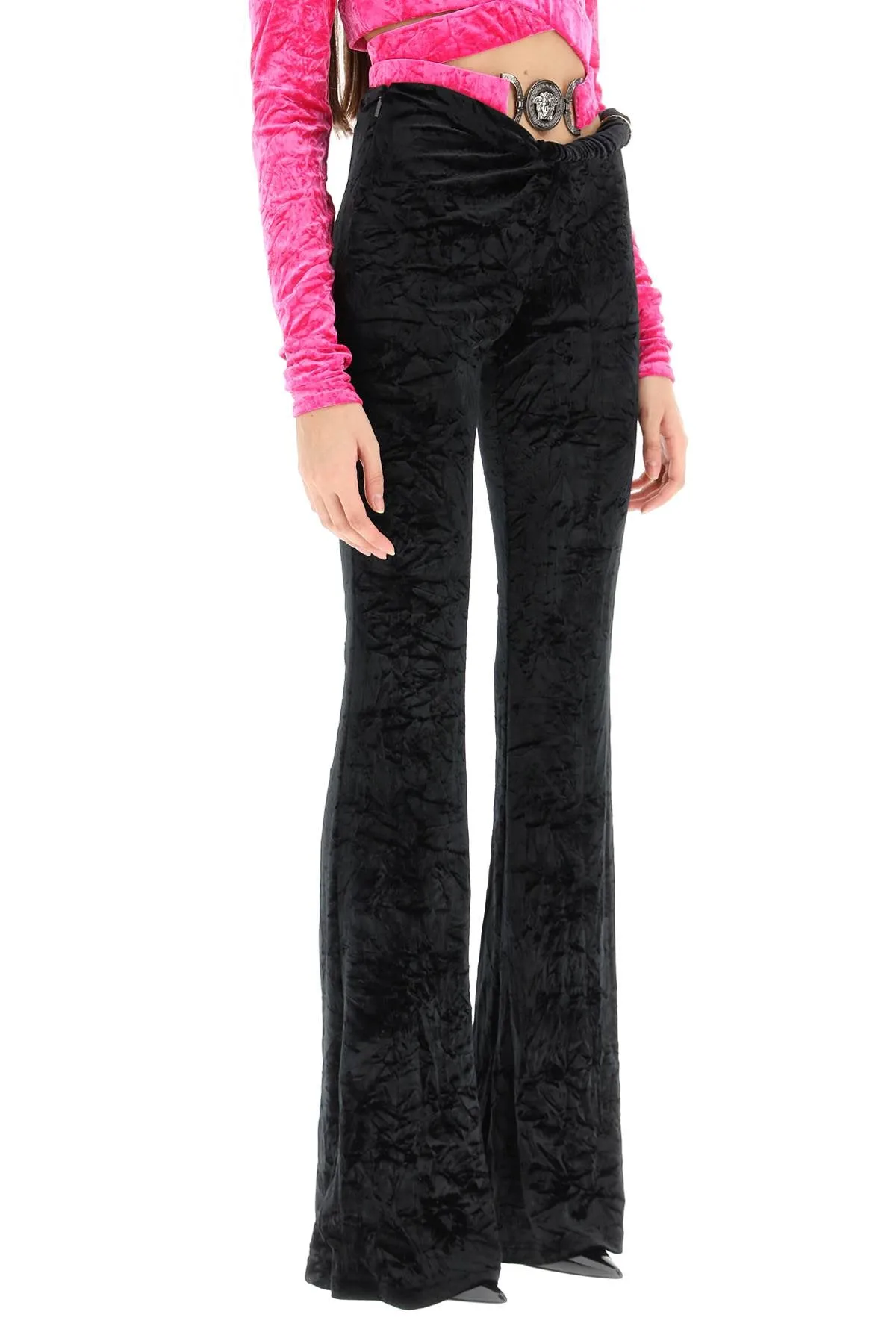 Versace froissé velvet flared pants