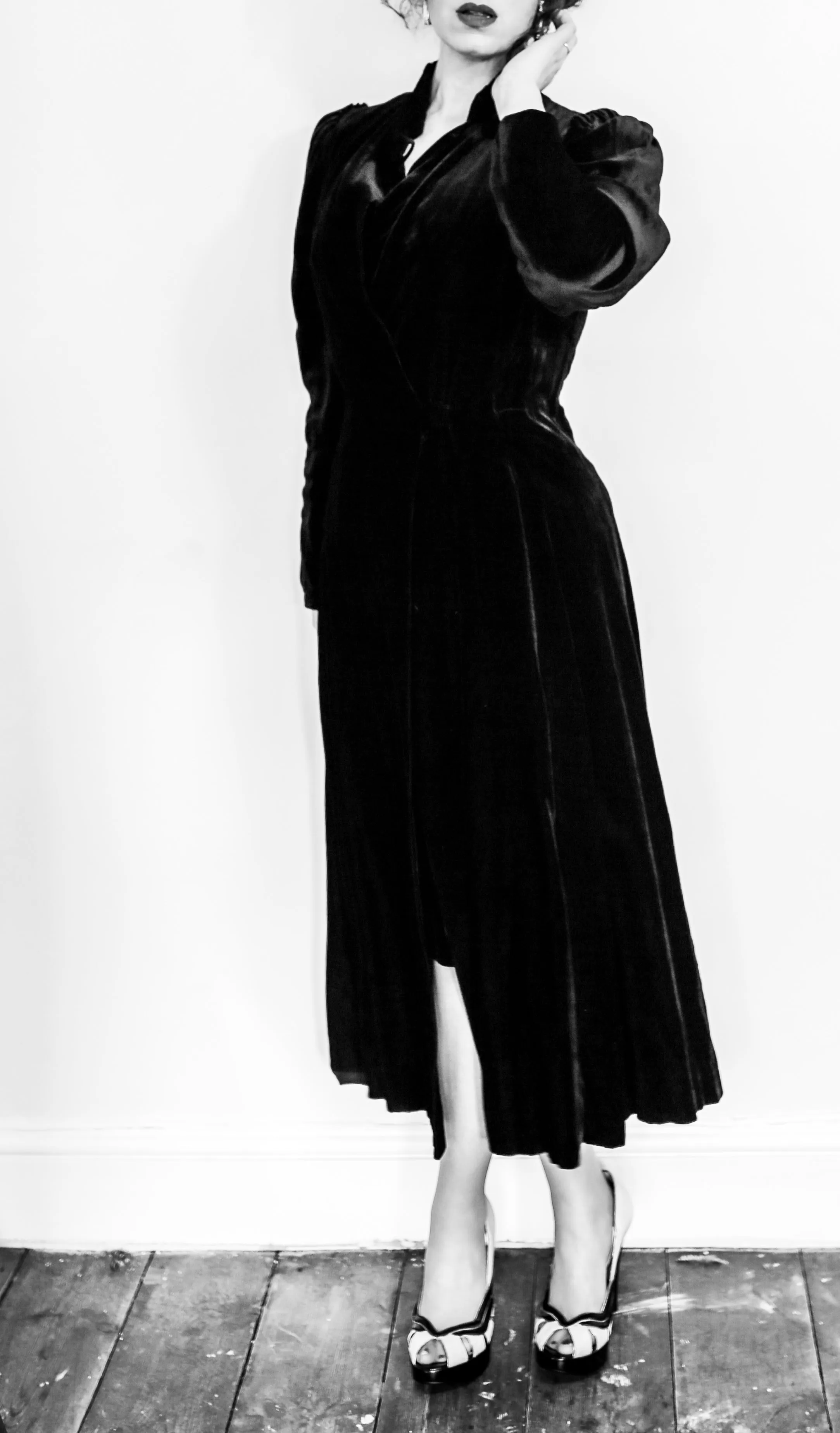 Vintage 1930s Silk Velvet Dress Coat