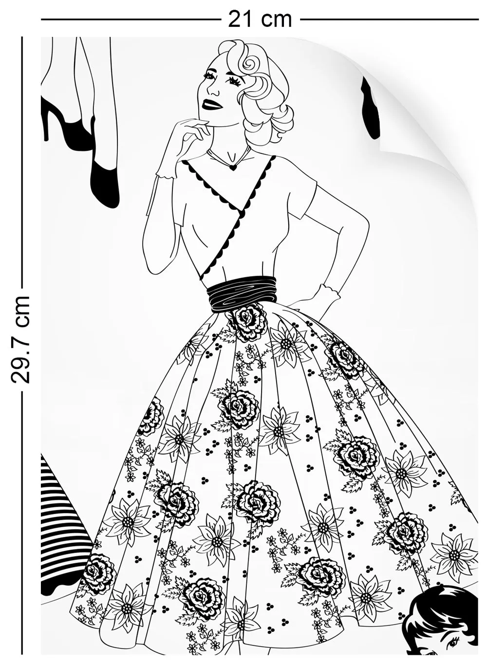 Vintage Dress (B&W) - Wallpaper Samples