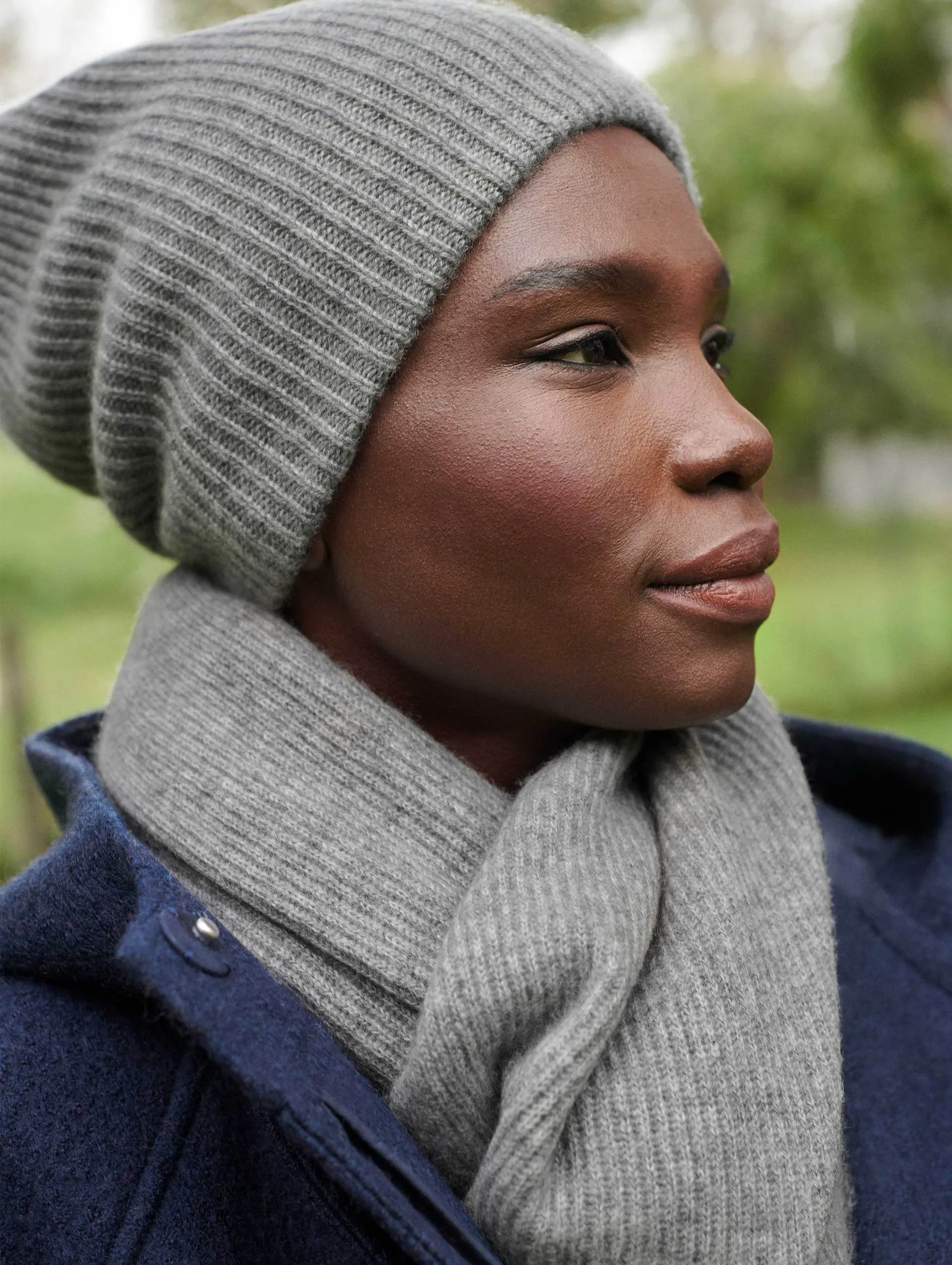 White   Warren - Cashmere Full Cardigan Scarf in Grey Heather